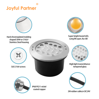 Iluminación de la lámpara de la piscina submarina IP68 12V de acero inoxidable 18W 36W LED de un solo color Certificación CE ROHS