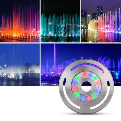 Luz de Fuente LED Regulable LED RGB Vidrio Templado DC12V24V 12x3W RGB3in1 Para Aplicación en Jardín