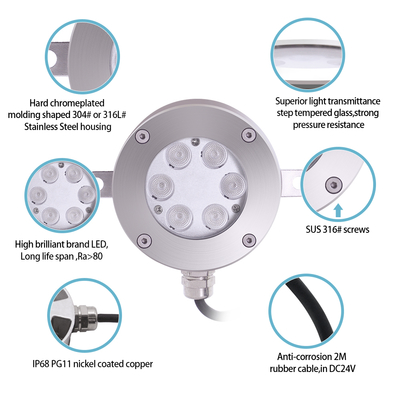 Compañero alegre IP68 impermeable 6W/12W/18W DC12V RGB DMX LED submarino Fuente de música Bailando agua
