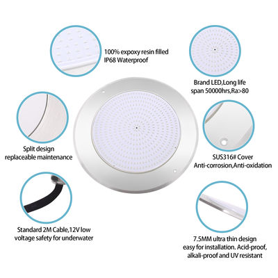 IP68 LED PAR56 Luz de piscina RGB Cambio de color 12VDC AC 35W DIA280mm SMD2835 432pcs con paquete de color