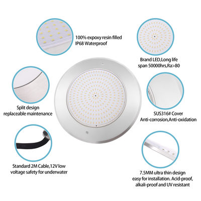 Lámpara de piscina LED RGB submarina 6W 12W 18W 25W 35W IP68 SMD LED 316De acero inoxidable