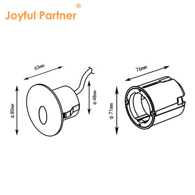 Personalizar luces de escalón empotradas AC220V Cuerpo de aluminio fundido a presión con manguito de montaje de plástico para escaleras