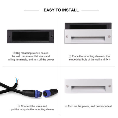 IP65 3W lámpara escalonada LED montada en recubrimiento 145 * 45mm Osram SMD LED de vidrio de aluminio de color único con clips
