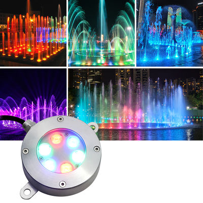DMX512 Luz de fuente LED controlada DC24V 12W 3000K de acero inoxidable IP68 para paisajes submarinos