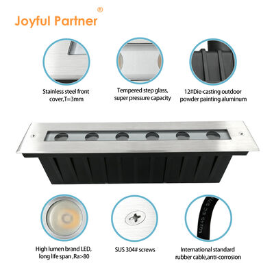 LED lineal luz de tierra 12W DMX512 acero inoxidable cubierta delantera de suelo encasillado