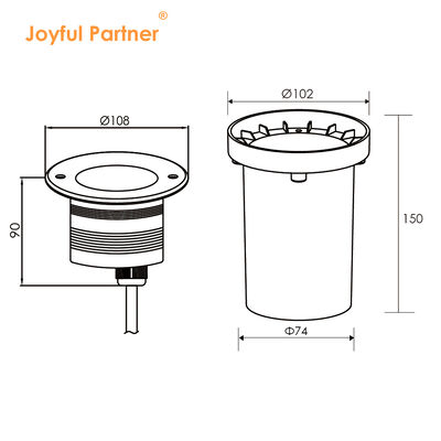 Luzes de jardín LED subterráneas 3W 6W 9W DC12V-24V DIA108MM con ángulo de haz de 30 grados