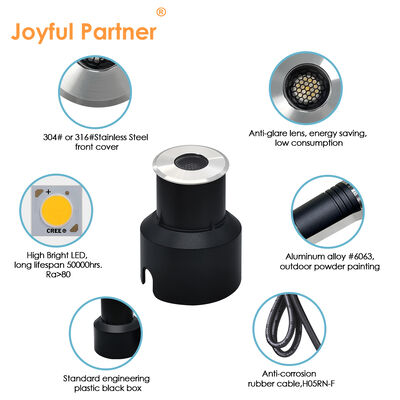 Luz ascendente subterránea IP67 3W LED CREE Diseño antideslumbrante DIA45MM Carcasa de aluminio para carreteras