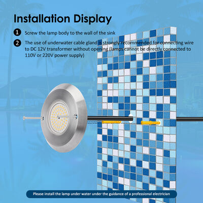 Lámpara de piscina PAR56 ultra delgada de 6W, LED SMD 2835, resistente al agua, 110x34MM, DC12V/AC12V