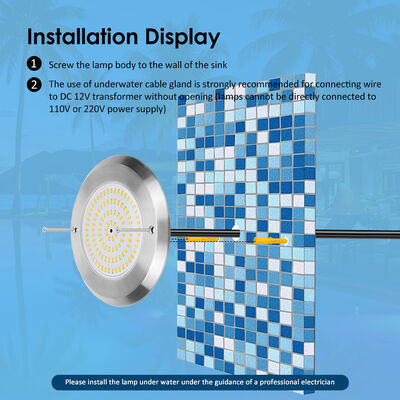 Luz de piscina sumergible PAR56 6W SMD2835 Ultra Delgada SS316L+ABS Impermeable DC12V