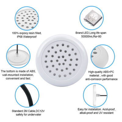 Diseño OEM de Luz LED para Piscinas de Natación 18W 25W 30W Diámetro 160MM 230MM Voltaje DC12V Material ABS