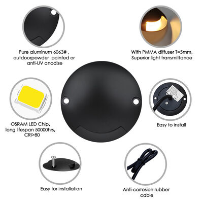 LED Inground Light Ultra-thin IP67 Waterproof 1W Aluminum Material DC24V For Wall Stairs