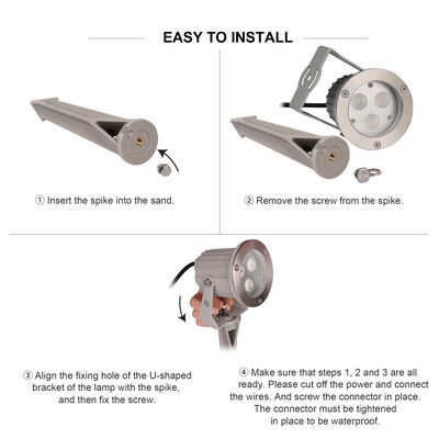 Focos LED para jardín IP65 de aluminio, bombilla GU10, cable de 0.5M para iluminación de caminos exteriores