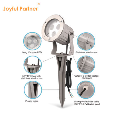 Focos LED para jardín IP65 de aluminio, bombilla GU10, cable de 0.5M para iluminación de caminos exteriores