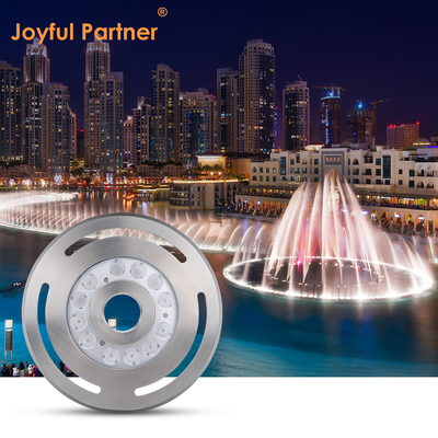 Luz de fuente submarina IP68 12W 24W 36W Blanco cálido azul RGB Acero inoxidable 316L con diámetro 285mm